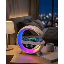Teknodayım Teknocanmarketing Kablosuz Şarjlı LED Işıklı Masa Saati Bluetooth Hoparlör Alarm Fonksiyonlu