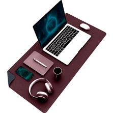 OEM Klasse Çift Renk Dikişli Pu Deri Masa Matı 80X40 cm Mousepad, Su Geçirmez Masa Sümeni, Çift Taraflı Kullanım, Dizüstü Bilgisayar/ofis/ev Için, Kaymaz Taban (Bordo ve Indigo Mavisi)
