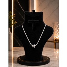 Shopping Palace Premium 316L Zirkon Gümüş Ikili Zincir Halka Detayı (Biri Taşlı) Sonsuzluk Çelik Kolye