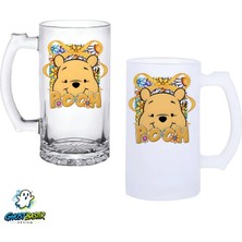 Ghostbastır Design Winnie The Pooh Kulplu Bira Bardağı Buzlu Veya Şeffaf Seçenekli 0363