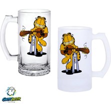Ghostbastır Design Garfield Kulplu Bira Bardağı Buzlu Veya Şeffaf Seçenekli 0289