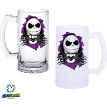 Ghostbastır Design Noel Öncesi Kabusu Kulplu Bira Bardağı Buzlu Veya Şeffaf Seçenekli 0330