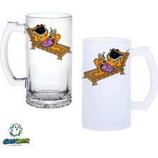 Ghostbastır Design Garfield Kulplu Bira Bardağı Buzlu Veya Şeffaf Seçenekli 0292