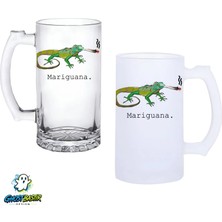 Ghostbastır Design Iguana Kulplu Bira Bardağı Buzlu Veya Şeffaf Seçenekli 0300