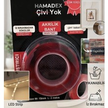 Hamadex Çivi Yok Çok Güçlü Çift Taraflı Şeffaf Akrilik  Montaj  Bantı  2 Metre