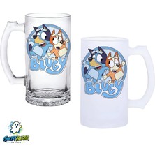 Ghostbastır Design Bluey Kulplu Bira Bardağı Buzlu Veya Şeffaf Seçenekli 0277