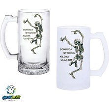 Ghostbastır Design Iskelet Kulplu Bira Bardağı Buzlu Veya Şeffaf Seçenekli 0301