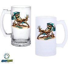 Ghostbastır Design Iguana Kulplu Bira Bardağı Buzlu Veya Şeffaf Seçenekli 0299