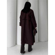 Bellavita Botuique Bellavita Butik 2026 Yeni Sezon Şık Kahverengi Premium Kadın Oversize Kaşe Trenç Kaban
