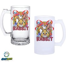 Ghostbastır Design Rabbit Kulplu Bira Bardağı Buzlu Veya Şeffaf Seçenekli 0342