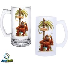 Ghostbastır Design Goril Kulplu Bira Bardağı Buzlu Veya Şeffaf Seçenekli 0295