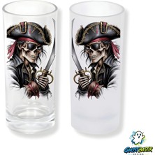 Ghostbastır Design Korsan Iskelet Buzlu / Buzsuz Seçenekli Rakı Bardağı – 1 Adet Şık Sunum Bardağı 0215