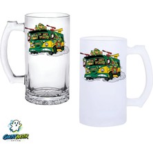 Ghostbastır Design Ninja Kaplumbağalar Kulplu Bira Bardağı Buzlu Veya Şeffaf Seçenekli 0329