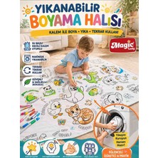 Magic Lady Yıkanabilir Boyama Halısı – Sevimli Hayvan Figürleri ile Eğlenceli Boyama 100*150