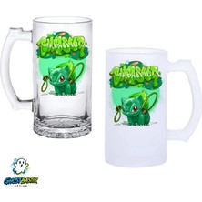 Ghostbastır Design Balbasaur Kulplu Bira Bardağı Buzlu Veya Şeffaf Seçenekli 0272