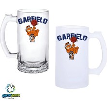 Ghostbastır Design Garfield Kulplu Bira Bardağı Buzlu Veya Şeffaf Seçenekli 0288