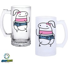 Ghostbastır Design Çizgi Kız Kulplu Bira Bardağı Buzlu Veya Şeffaf Seçenekli 0283