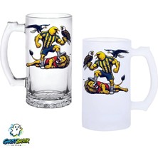 Ghostbastır Design Fenerbahçe Kulplu Bira Bardağı Buzlu Veya Şeffaf Seçenekli 0345