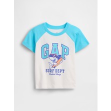 Gap Erkek Bebek Buz Mavisi Colorblock Grafik Baskılı T-Shirt