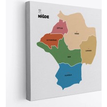 Uslucan Alışveriş Niğde Ili ve Ilçeler Haritası Dekoratif Kanvas Tablo 1431