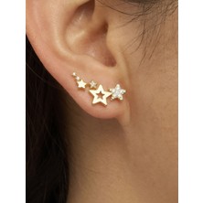 Atalya Accessory Yıldız Tasarım Gold Renk Kadın Çelik Küpe