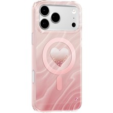 HTstore iPhone Uyumlu 17 Pro Kılıf M-Safe Şarj Özellikli Orjinal Swarovski Taşlı Zore Paris Rovix Sert Pc Kapak-Pembe