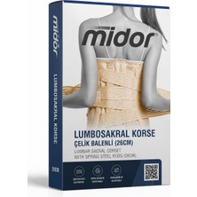 Midor Lumbosakral Korse Çelik Balenli 26 cm