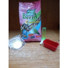 Mavi Yeşil Berra Paraket Yemi 700 Gr+Çift Taraflı Aynalı Oyuncak+10 cm Parmak Suluk+Küçük Mamalık