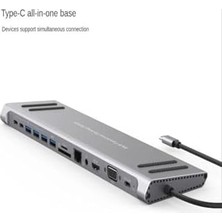 14 In 1 Macbook Uyumlu Type-C Hub USB 3.0-SD/TF-RJ45-HDMI-VGA-USB-C 60W Dönüştürücü Çoklayıcı