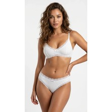 Lunaintim Beyaz Fitilli (Ribbed) Bikini Külot - Dantel Detaylı ve Esnek Günlük Model