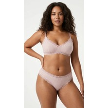 Lunaintim Pudra Pembesi Fitilli (Ribbed) Bikini Külot - Dantel Detaylı ve Esnek Günlük Model
