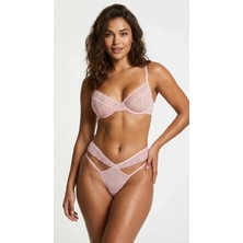 Lunaintim Nude Dantel Bel Bantlı Tanga - Çift Şeritli ve Pencereli (Cut-Out) String