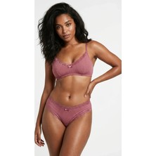 Lunaintim Dusty Rose Fitilli (Ribbed) Bikini Külot - Dantel Detaylı ve Esnek Günlük Model