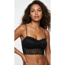 Lunaintim Siyah Dantelli Longline Bralet - Ceket Içi Crop Büstiyer ve Boş Kap Sütyen