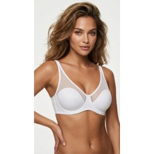 Lunaintim Beyaz Modern Kesim Toparlayıcı Sütyen - Tül Detaylı Soft Cup Minimizer