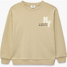 Koton Pamuklu Uzun Kollu Bisiklet Yaka Baskılı Sweatshirt
