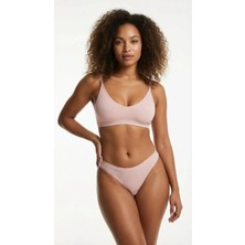 Lunaintim Fitilli (Ribbed) Ribana Tanga - Geniş Bantlı, Esnek ve Sporcu Kesim Model - Baby Pink