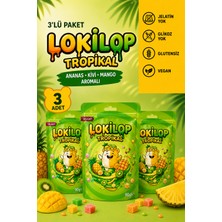 Deliqht Lokilop Tropikal 3 Adet x 90G Jelatinsiz Glikozsuz Glutensiz Vegan Ekşi Tatlı Yumuşak Şekerleme
