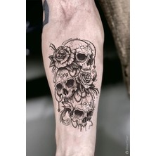 EstoreBox Bearpear Kurukafa Geçici Dövme Skull Tattoo
