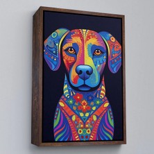 Uslucan Alışveriş Ahşap Çerçeveli Mandala Renkli Köpek TABLO-7545