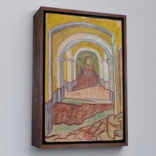 Uslucan Alışveriş Ahşap Çerçeveli Vincent Van Gogh - Akıl Hastanesi Koridor Girişi Tablo - Corridor In The ASYLUM-7474