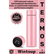 Wintoup #termos Sızdırmaz Vakumlu Akıllı LED Ekranlı Dijital Sıcaklık Göstergeli Outdoor Çelik Termos Pembe