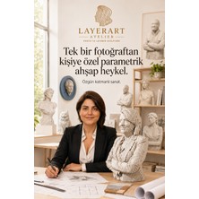 Layerart Atelier Kişiye Özel Fotoğraftan Heykele Parametrik Katmanlı Iş Kadını Ahşap Büst 25CM – Özel Tasarım Fotoğraftan Büst