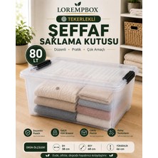 Lorempbox 80 Lt Tekerlekli Şeffaf Saklama Kutusu | Kilitli Kapaklı Plastik Düzenleme Kutusu | Çok Amaçlı Depolama Organizeri | Tek Adet