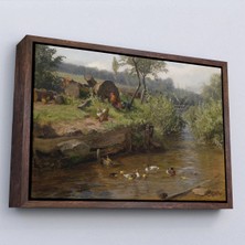 Uslucan Alışveriş Ahşap Çerçeveli Carl Jutz - Ördek Ailesi TABLOSU-7072
