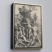 Uslucan Alışveriş Ahşap Çerçeveli Albrecht Dürer - Herkül Yol Ayrımında Tablo - Hercules At The CROSSROADS-7326