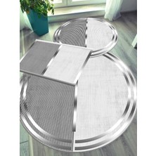 Ardizayn Paye (GÜMÜŞ) - Kaymaz Taban, Bambu, Yuvarlak Banyo Halısı (100X100-60X60-40X60 CM 3'LÜ SET)