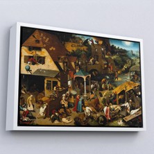 Uslucan Alışveriş Ahşap Çerçeveli Yaşlı Pieter Brueghel - Hollanda Atasözleri Mavi Pelerin TABLO-7267
