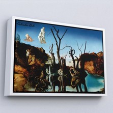 Uslucan Alışveriş Ahşap Çerçeveli Salvador Dali - Filleri Yansıtan Kuğular Tablo - Swans Reflecting ELEPHANTS-7118