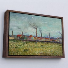Uslucan Alışveriş Ahşap Çerçeveli Vincent Van Gogh Clichy'deki Fabrikalar Tablo - Factories At CLICHY-7170